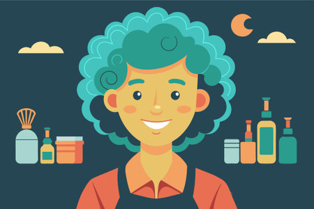 Vector illustration of a barista in apron smiling at the cameraのイラスト素材