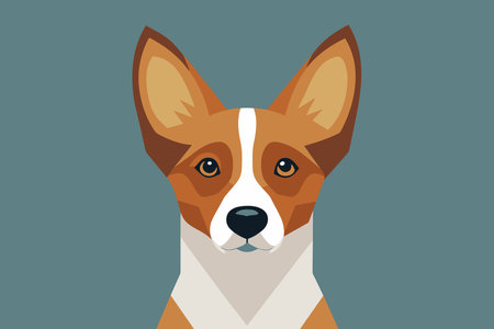 2d flat illustration of brown and white dog with large floppy earsのイラスト素材