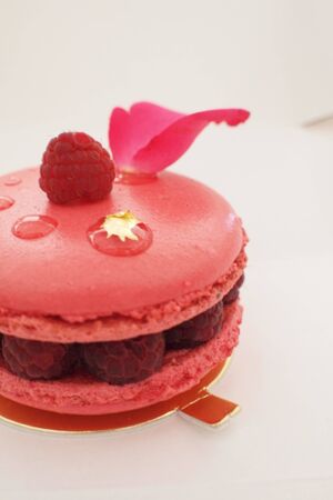 Delicious Rose Macaroon with rasberryの写真素材