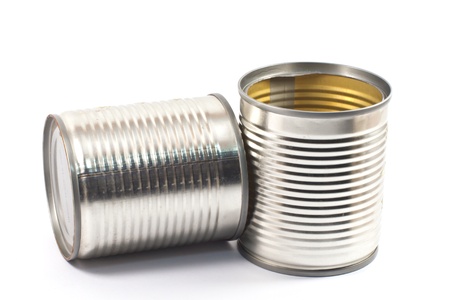 Tin can food on white backgroundの写真素材