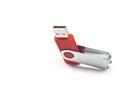 USB flash drive isolated on whiteの写真素材