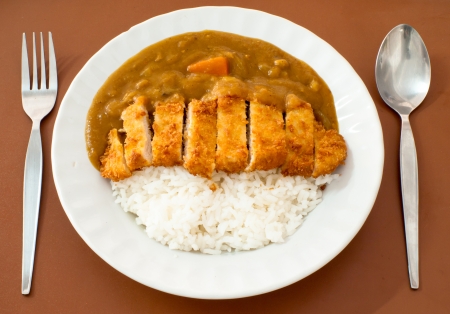 Japanese cuisine, Curry rice with pork cutlet の写真素材