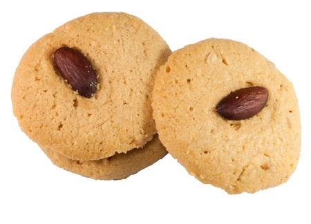 Almond cookie on white backgroundの写真素材