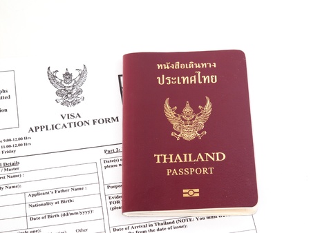 Visa application with passportの写真素材