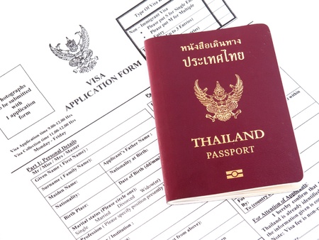 Visa application with passportの写真素材