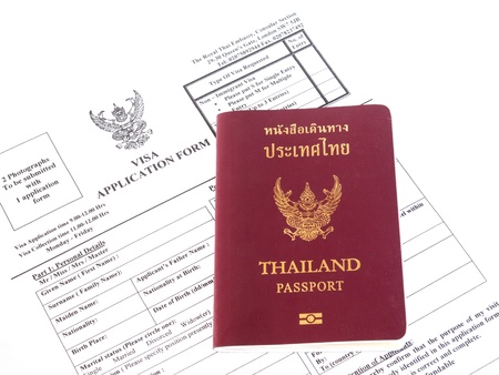 Visa application with passportの写真素材