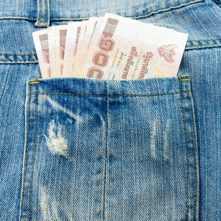 jeans texture with moneyの写真素材