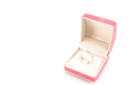 diamond ring in a velvet boxの写真素材