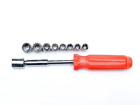 spanner with different removable headsの写真素材