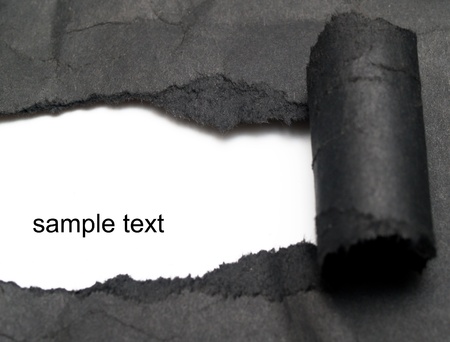 white background visible through the black paper wrappedの写真素材
