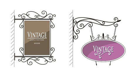 Vector vintage sign on white, vectorのイラスト素材