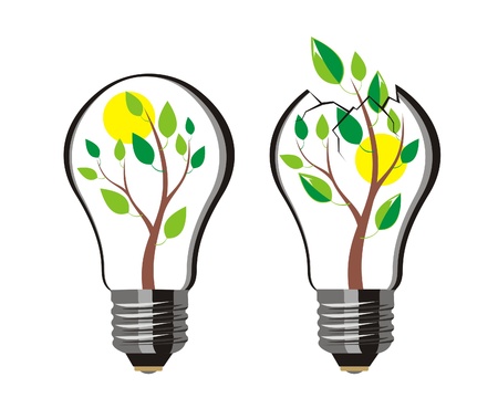 tree bursts out of the bulb, vectorのイラスト素材