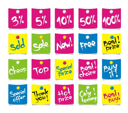 commercial tags with pins on white, vectorのイラスト素材