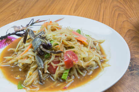 Green papaya salad ,Thailand national dish saladの写真素材
