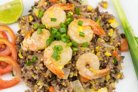 fried rice with shrimp ,riceberryの写真素材