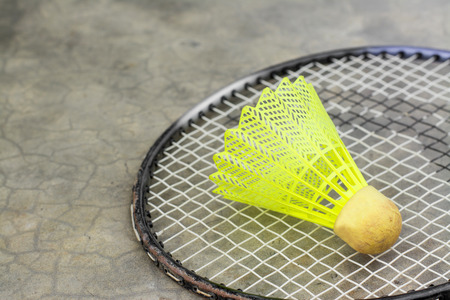 Shuttlecock and Racket badminton in stadiumの写真素材
