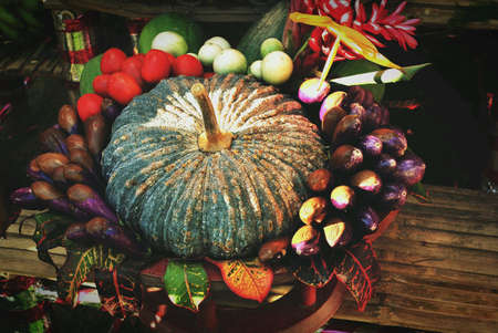 Pumpkin on table vintageの素材