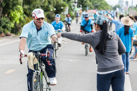 Lamphun,Thailand - August 16, 2015 : Event "Bike for mom " from Thailand, Bike for mom event respected to Queen Sirikit and make Thailand's cyclists set record for world's biggest bike ride goes into Guinness World Records.のeditorial素材