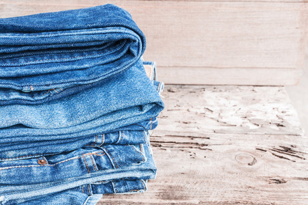 Lot of different blue jeans Blue Jeansの写真素材