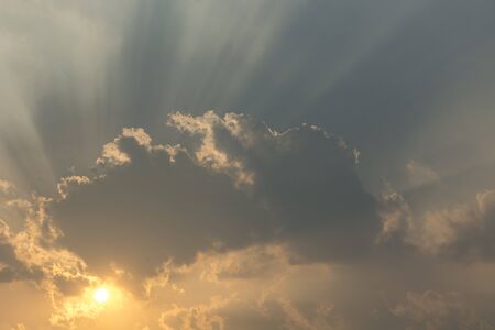 Sunset, sunrise with clouds, light rays and other atmospheric effect, effect of nature