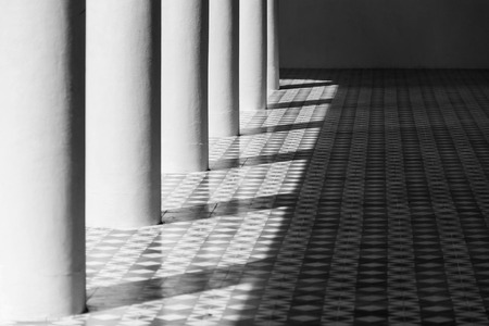 Light and shadow on the floor, black and white styleの写真素材
