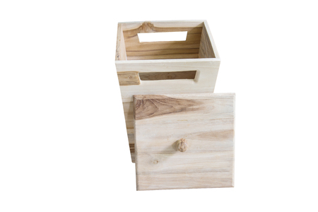 wooden box isolated on white background.の写真素材