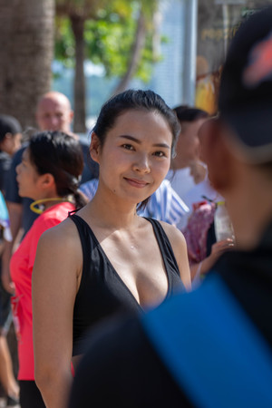 Pattaya, Thailand - May 19, 2018 - Young men and young girls competing in the most sexy outfits on the beach of Pattaya, at Pattaya Bikini Beach Race 2018 at Central Festival Pattaya beachのeditorial素材