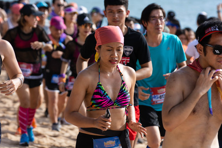 Pattaya, Thailand - May 19, 2018 - Young men and young girls competing in the most sexy outfits on...