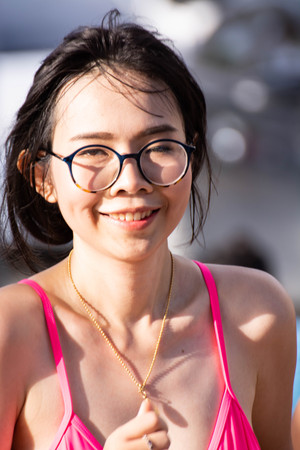 Pattaya, Thailand - May 19, 2018 - Young men and young girls competing in the most sexy outfits on the beach of Pattaya, at Pattaya Bikini Beach Race 2018 at Central Festival Pattaya beachのeditorial素材