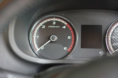 Close-up Of The Car Dashboard, New Model Of The Automobile In The Digital System.