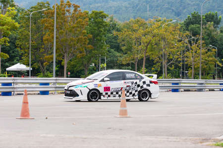 Chiangmai - November 13 : 2021, Toyota Racing car on the track road at high speed, rally sport car...