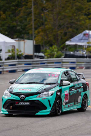 Chiangmai - November 13 : 2021, Toyota Racing car on the track road at high speed, rally sport car...