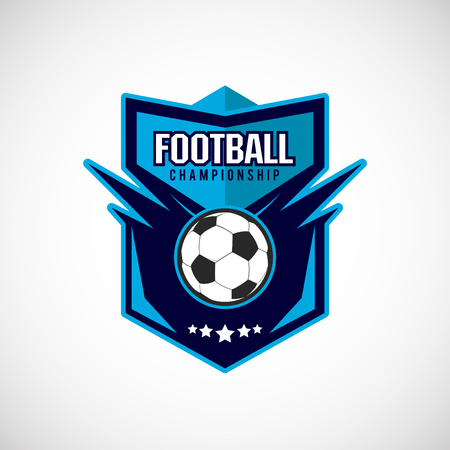 Soccer Football Badge Logo Design Templates | Sport Team Identity Vector Illustrations isolated on blue Backgroundのイラスト素材