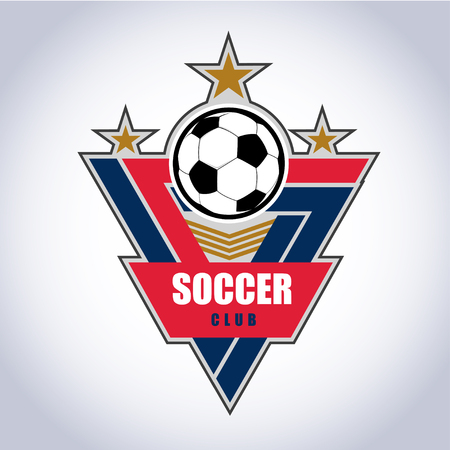 Soccer Football Badge Logo Design Templates | Sport Team Identity Vector Illustrations isolated on blue Backgroundのイラスト素材