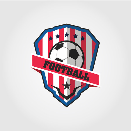 Soccer Football Badge Logo Design Templates | Sport Team Identity Vector Illustrations isolated on blue Backgroundのイラスト素材