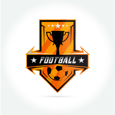 Soccer Football Badge Logo Design Templates | Sport Team Identity Vector Illustrations isolated on blue Backgroundのイラスト素材