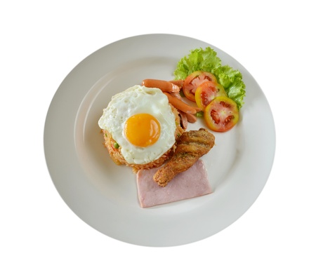 American style breakfast set, fried rice の写真素材