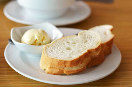 Slice of bread  and delicious cheese の写真素材
