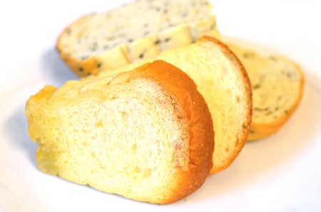 Butter cake  slices and bread with sesameの写真素材