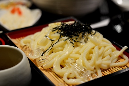 Japanese cuisine, Cold Udon noodles for summer menuの写真素材