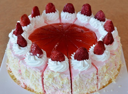 strawberry ice cream cake , Beautiful decorated fruit cakeの写真素材