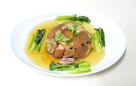 stewed pork knuckle with kale , chinese cuisineの写真素材