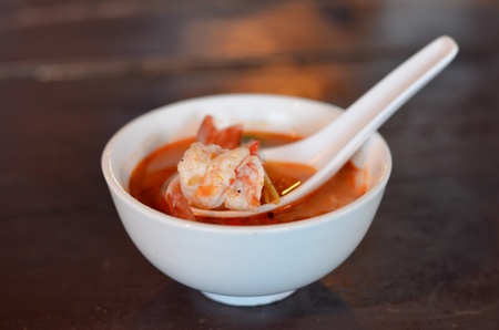 Tom Yum Goong is favorite Thai Food on mini bowlの写真素材