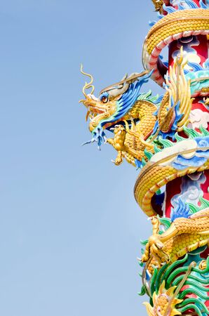 chinese dragon and blue sky , chinese artの写真素材