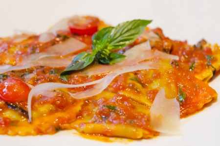 Spinach and Ricotta ravioli with Alfresco Sauceの写真素材