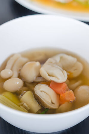 Vegetarian spicy mushroom soupの写真素材