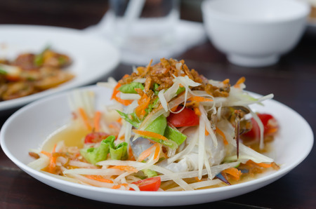 spicy papaya salad with crab , asian spicy foodの写真素材