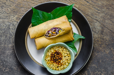 Fried Chinese Traditional Spring rolls food, asian cuisine