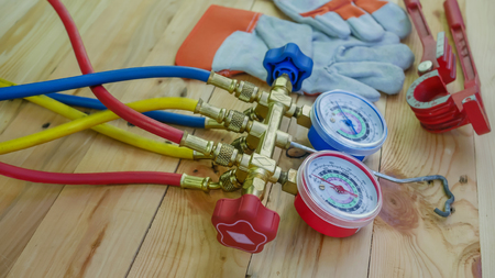 manometers measuring equipment for filling air conditionersの写真素材