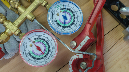 manometers measuring equipment for filling air conditionersの写真素材